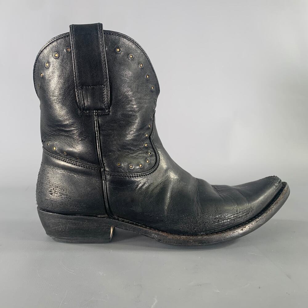 GOLDEN GOOSE Size 8 Black Leather Western Boots - Picture 2 of 8